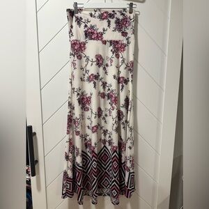 LuLaRoe White Pink Maxi A-Line Skirt